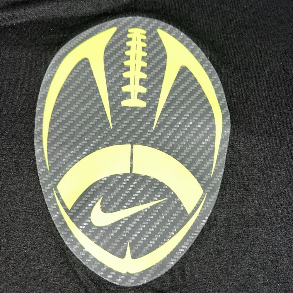 Nike Football Tee Shirt Sz Large‎ Black Football Dri Fit Big Neon Graphic Logo